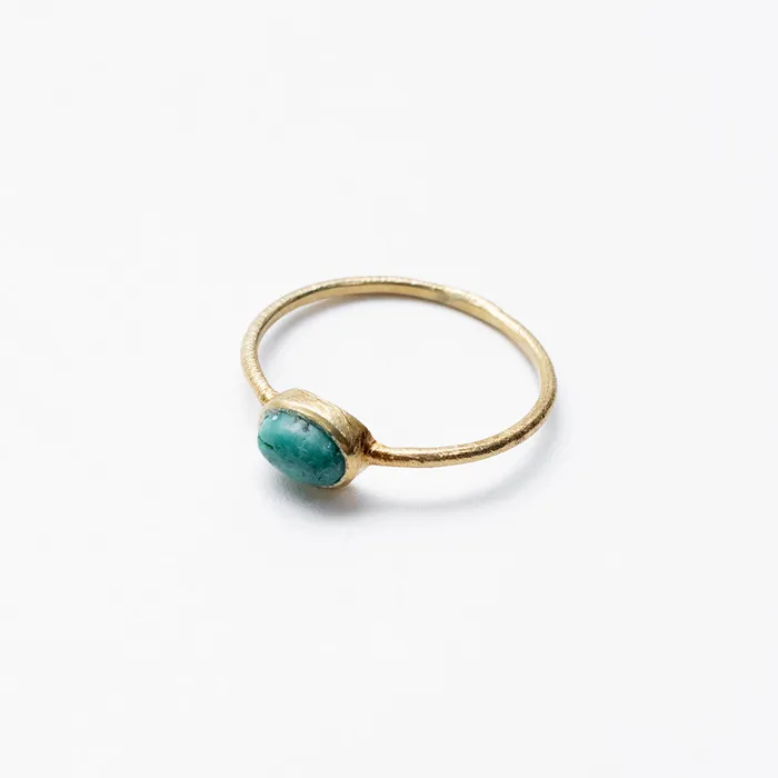 Rings Gold Plated Turquoise Oval Ring Silver Lotus