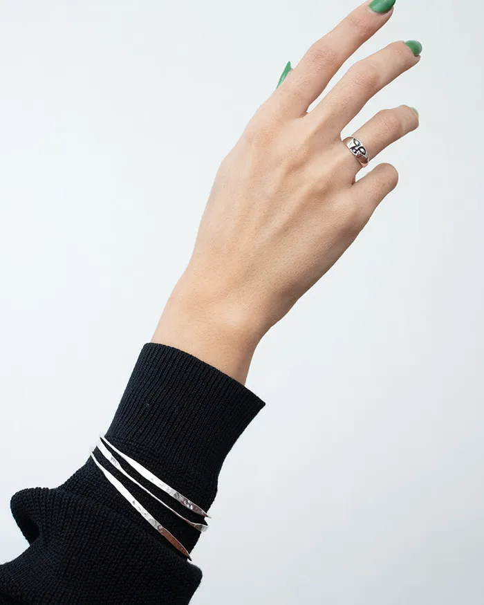 Rings Silver Lotus Silver Hammered Bangle