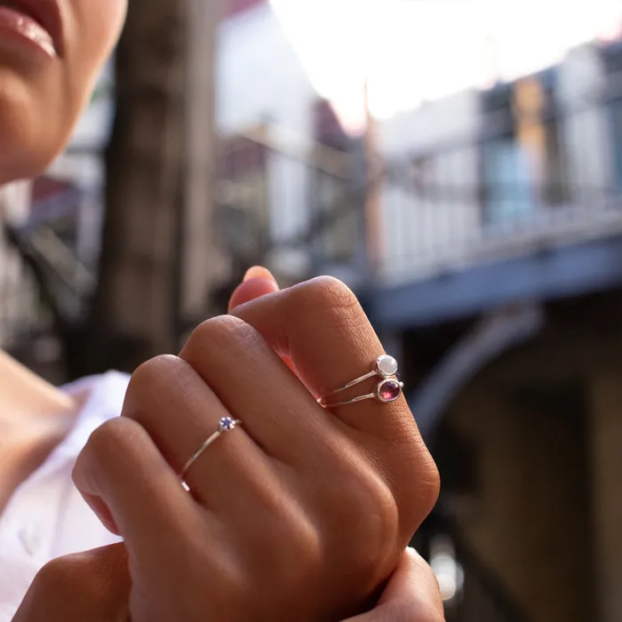 Silver Faceted Small Pink Tourmaline Ring Silver Lotus Rings