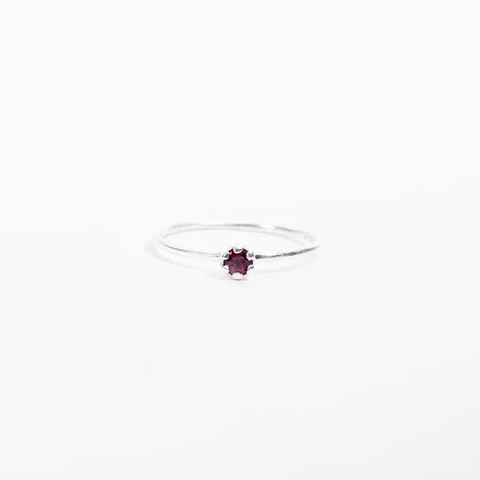 Silver Faceted Small Pink Tourmaline Ring Silver Lotus Rings