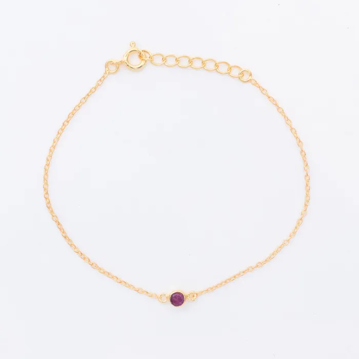Silver Lotus Bracelets Gold Vermeil Raw Ruby Solitaire Bracelet