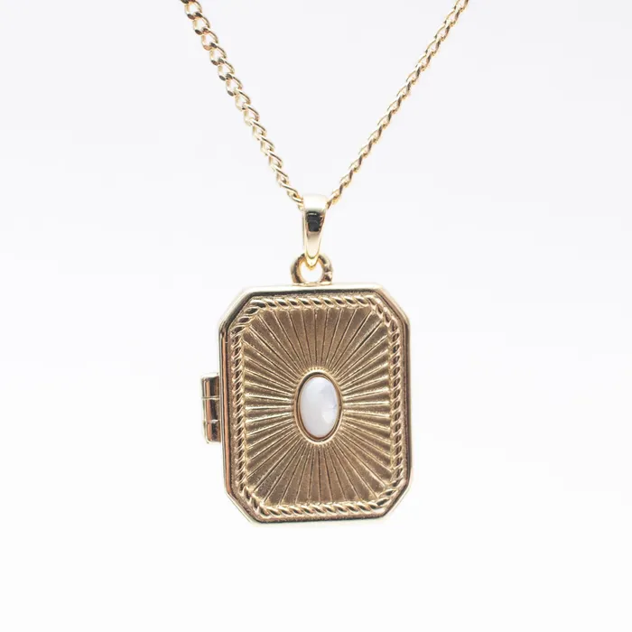 Silver Lotus Gold Vermeil Shining Mother of Pearl Locket Necklaces