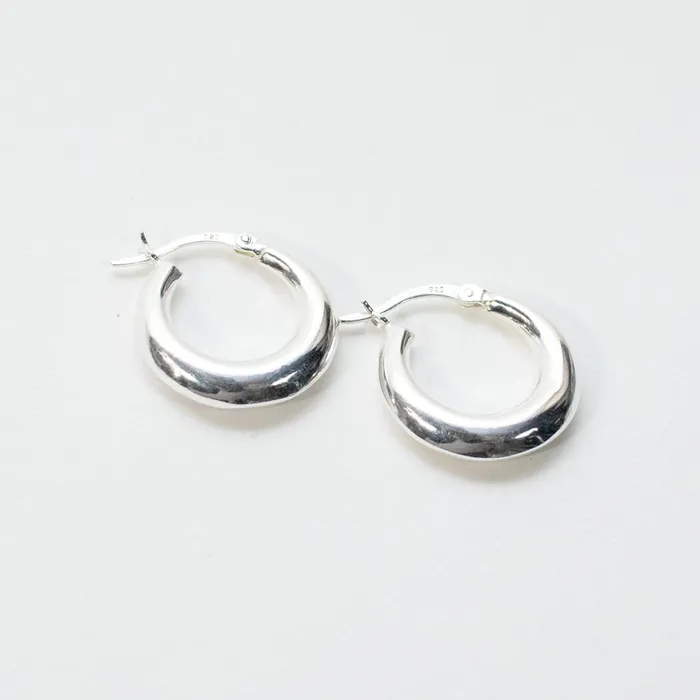 Silver Lotus Rings Silver Puffy Round Shaped Hoops