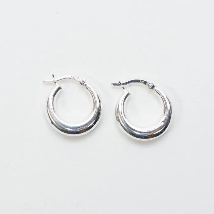 Silver Lotus Rings Silver Puffy Round Shaped Hoops