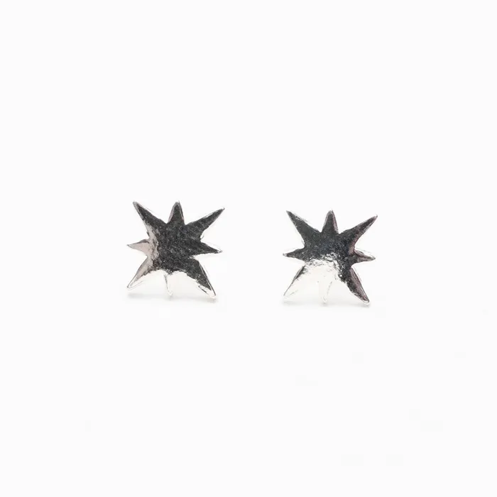 Silver Lotus Silver Pointed Star Studs Earrings